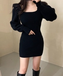 MANGROVE（マングローブ）の「パワーショルダーニットワンピース（ワンピース）」