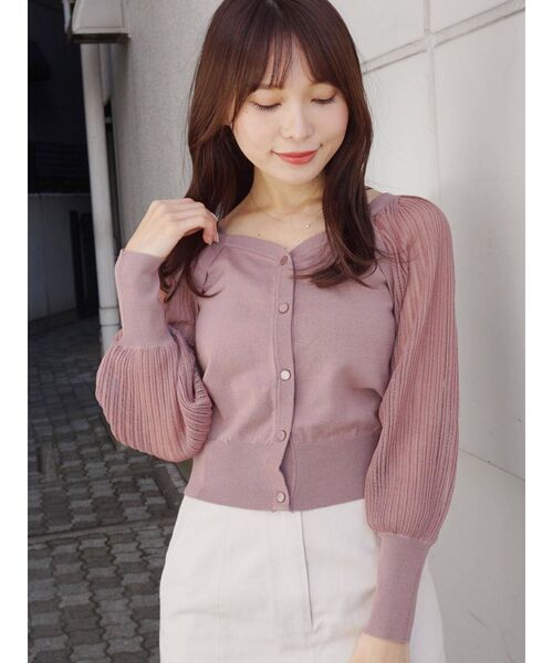 MERCURYDUO（マーキュリーデュオ）の「シアースリーブ2WAYカーディガン（ニット/セーター・レディース・オフホワイト/ベビーピンク/ベージュ・FREE）」の5枚目の写真