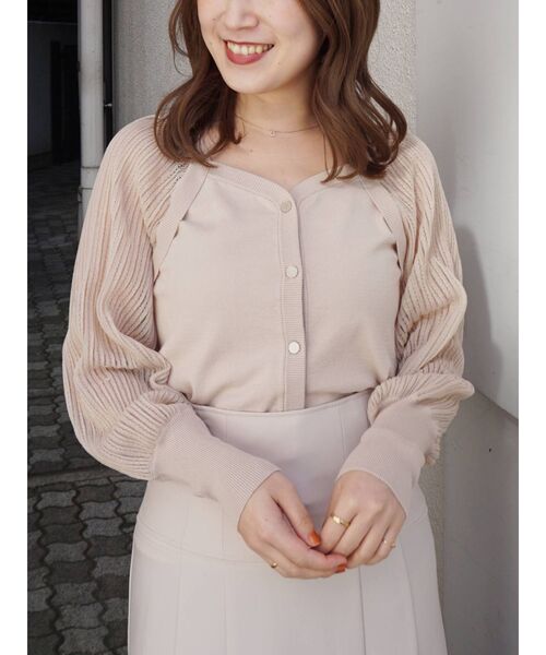 MERCURYDUO（マーキュリーデュオ）の「シアースリーブ2WAYカーディガン（ニット/セーター・レディース・オフホワイト/ベビーピンク/ベージュ・FREE）」の9枚目の写真