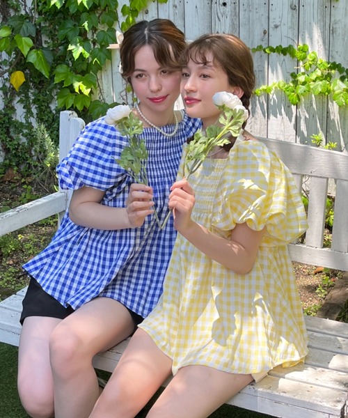 セール ギンガムチェックパフスリーブトップス シャツ ブラウス Loueme ルエム のファッション通販 Zozotown