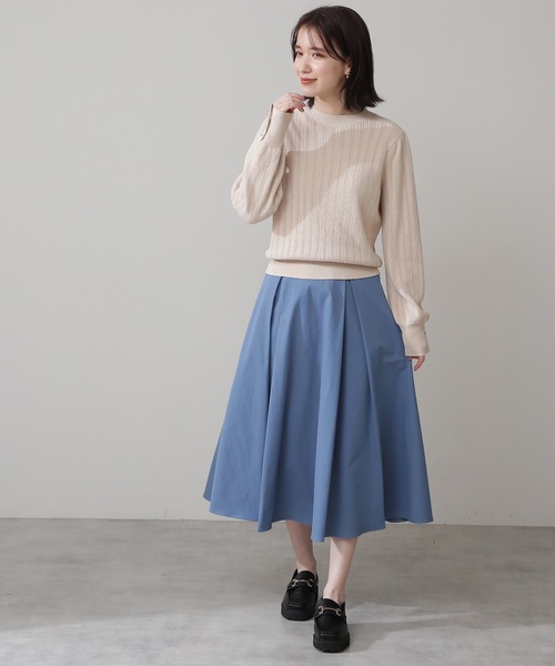 N.（N. Natural Beauty Basic）（エヌエヌナチュラルビューティーベーシック）の「【S Size Line】◆テックツイルタックフレアスカート（スカート・レディース・ベージュ/ブルー/ネイビー/オレンジ・SMALL/MEDIUM）」の10枚目の写真