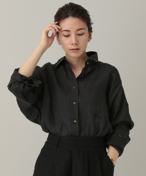 Curensology(カレンソロジー)の「Curensology(カレンソロジー)/<&RC>リネンビッグシャツ(シャツ/ブラウス・レディース・ホワイト/ブラック/モカ・FREE)」の2枚目の写真