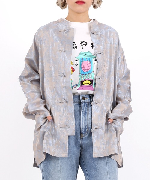 PUNYUS（プニュズ）の「チャイナ柄シャツ（シャツ/ブラウス・レディース・ブラック/ベージュ/ブルー・1/2/4/3）」の2枚目の写真