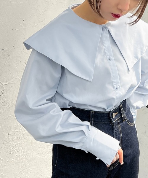 apres jour mignon(アプレジュールミニョン)の「カクエリブラウス【ZOZOTOWN限定アイテム】(シャツ/ブラウス・レディース・ブラック/オフホワイト/サックスブルー・X-LARGE/フリー)」の3枚目の写真