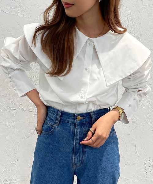 apres jour mignon(アプレジュールミニョン)の「カクエリブラウス【ZOZOTOWN限定アイテム】(シャツ/ブラウス・レディース・ブラック/オフホワイト/サックスブルー・X-LARGE/フリー)」の4枚目の写真