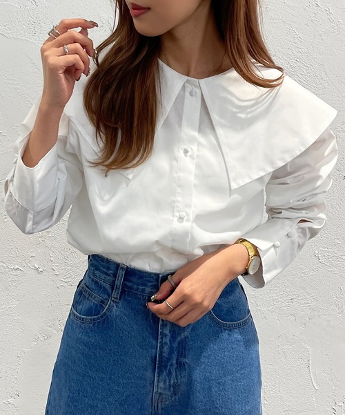 apres jour mignon(アプレジュールミニョン)の「カクエリブラウス【ZOZOTOWN限定アイテム】(シャツ/ブラウス・レディース・ブラック/オフホワイト/サックスブルー・X-LARGE/フリー)」の5枚目の写真