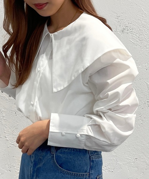 apres jour mignon(アプレジュールミニョン)の「カクエリブラウス【ZOZOTOWN限定アイテム】(シャツ/ブラウス・レディース・ブラック/オフホワイト/サックスブルー・X-LARGE/フリー)」の6枚目の写真