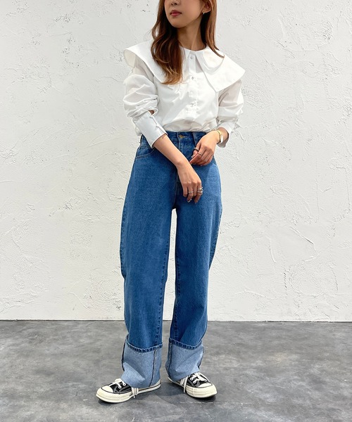 apres jour mignon(アプレジュールミニョン)の「カクエリブラウス【ZOZOTOWN限定アイテム】(シャツ/ブラウス・レディース・ブラック/オフホワイト/サックスブルー・X-LARGE/フリー)」の8枚目の写真