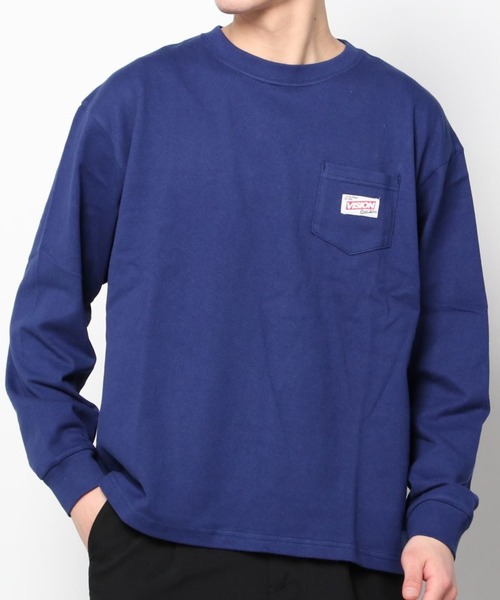 VISION STREET WEAR(ヴィジョンストリートウェア)の「USAコットンポケットロングスリーブTシャツ(Tシャツ/カットソー・メンズ・ブラック/ホワイト/アイボリー/グリーン/ネイビー・XL/L/M)」の1枚目の写真