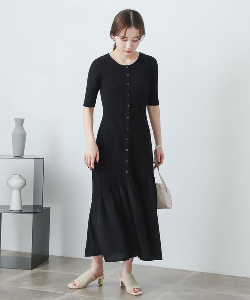 SENSE OF PLACE by URBAN RESEARCH（センスオブプレイスバイアーバンリサーチ）の「ドッキングニットマーメイドワンピース（ワンピース・レディース・ブラック/バーガンディー/ライトブルー・ONE）」の4枚目の写真