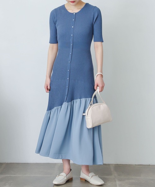 SENSE OF PLACE by URBAN RESEARCH（センスオブプレイスバイアーバンリサーチ）の「ドッキングニットマーメイドワンピース（ワンピース・レディース・ブラック/バーガンディー/ライトブルー・ONE）」の5枚目の写真