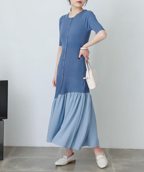 SENSE OF PLACE by URBAN RESEARCH（センスオブプレイスバイアーバンリサーチ）の「ドッキングニットマーメイドワンピース（ワンピース・レディース・ブラック/バーガンディー/ライトブルー・ONE）」の6枚目の写真