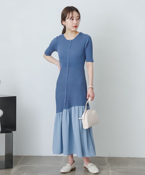 SENSE OF PLACE by URBAN RESEARCH（センスオブプレイスバイアーバンリサーチ）の「ドッキングニットマーメイドワンピース（ワンピース・レディース・ブラック/バーガンディー/ライトブルー・ONE）」の7枚目の写真