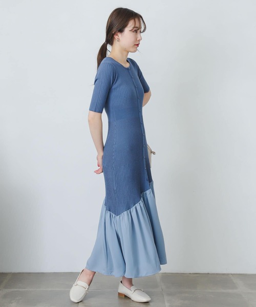 SENSE OF PLACE by URBAN RESEARCH（センスオブプレイスバイアーバンリサーチ）の「ドッキングニットマーメイドワンピース（ワンピース・レディース・ブラック/バーガンディー/ライトブルー・ONE）」の8枚目の写真