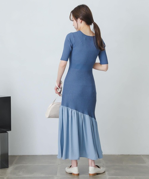 SENSE OF PLACE by URBAN RESEARCH（センスオブプレイスバイアーバンリサーチ）の「ドッキングニットマーメイドワンピース（ワンピース・レディース・ブラック/バーガンディー/ライトブルー・ONE）」の9枚目の写真