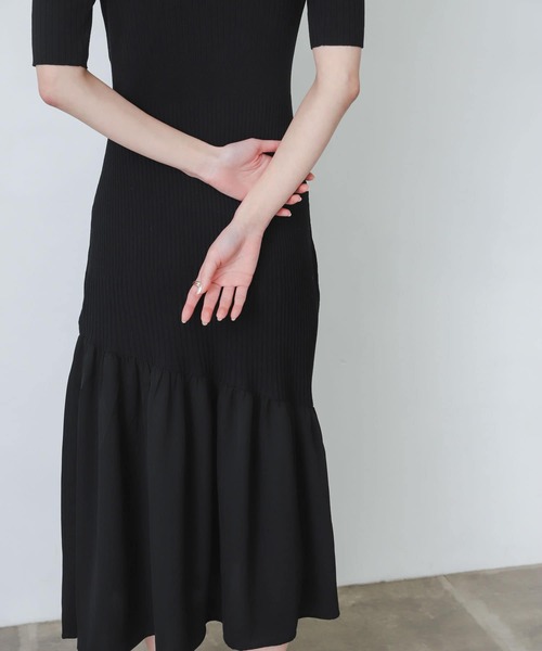 SENSE OF PLACE by URBAN RESEARCH（センスオブプレイスバイアーバンリサーチ）の「ドッキングニットマーメイドワンピース（ワンピース・レディース・ブラック/バーガンディー/ライトブルー・ONE）」の14枚目の写真