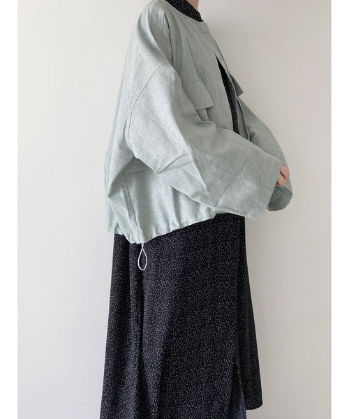 Samansa Mos2 blue（サマンサモスモスブルー）の「ノーカラーミリタリージャケット（ミリタリージャケット・レディース・ミント/ライトベージュ/チャコール・ﾌﾘ-）」の10枚目の写真