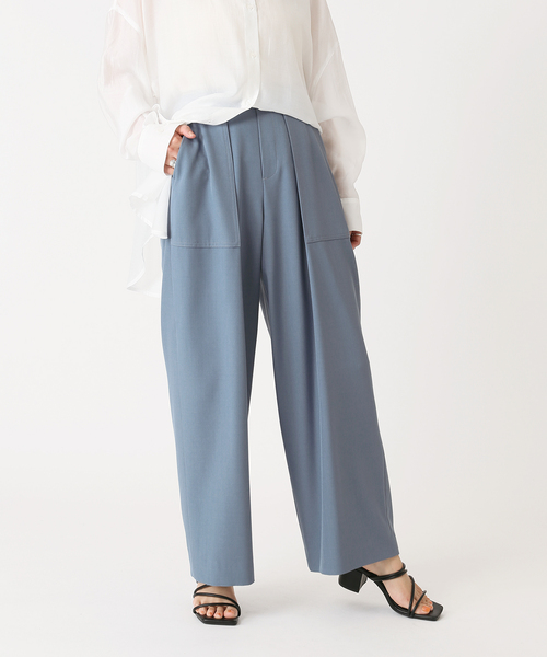 Simplicite(サンプリシテ)の「ベイカー タックパンツ(スラックス・レディース・ホワイト/グレー/レッド・FREE)」の2枚目の写真