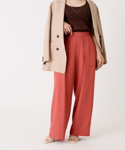 Simplicite(サンプリシテ)の「ベイカー タックパンツ(スラックス・レディース・ホワイト/グレー/レッド・FREE)」の3枚目の写真