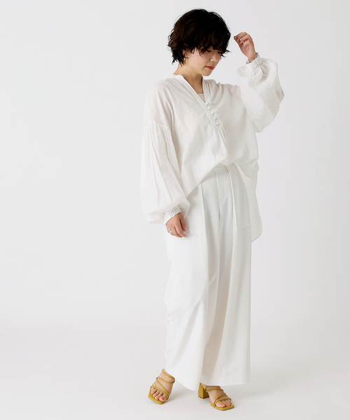 Simplicite(サンプリシテ)の「ベイカー タックパンツ(スラックス・レディース・ホワイト/グレー/レッド・FREE)」の9枚目の写真