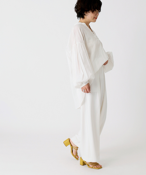 Simplicite(サンプリシテ)の「ベイカー タックパンツ(スラックス・レディース・ホワイト/グレー/レッド・FREE)」の13枚目の写真