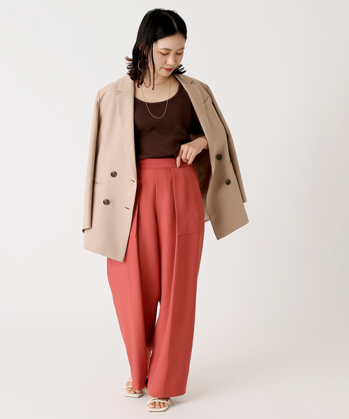 Simplicite(サンプリシテ)の「ベイカー タックパンツ(スラックス・レディース・ホワイト/グレー/レッド・FREE)」の14枚目の写真