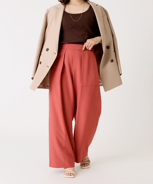 Simplicite(サンプリシテ)の「ベイカー タックパンツ(スラックス・レディース・ホワイト/グレー/レッド・FREE)」の17枚目の写真