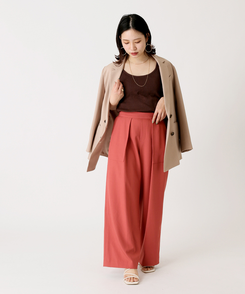 Simplicite(サンプリシテ)の「ベイカー タックパンツ(スラックス・レディース・ホワイト/グレー/レッド・FREE)」の18枚目の写真