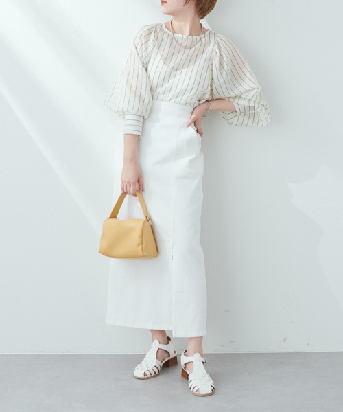 natural couture(ナチュラルクチュール)の「今季履きたい美シルエットアイテム タイトスリットハイウエストスカート(スカート・レディース・ブラック/ベージュ/オフホワイト/インディゴブルー/ブルー系・FREE)」の8枚目の写真