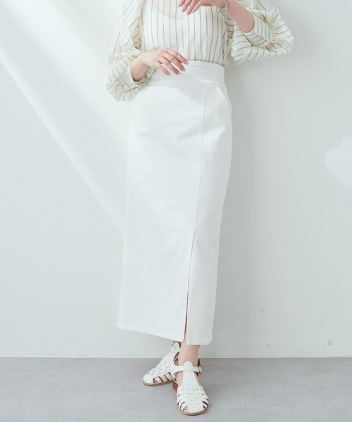 natural couture(ナチュラルクチュール)の「今季履きたい美シルエットアイテム タイトスリットハイウエストスカート(スカート・レディース・ブラック/ベージュ/オフホワイト/インディゴブルー/ブルー系・FREE)」の6枚目の写真