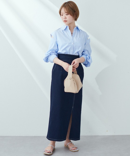 natural couture(ナチュラルクチュール)の「今季履きたい美シルエットアイテム タイトスリットハイウエストスカート(スカート・レディース・ブラック/ベージュ/オフホワイト/インディゴブルー/ブルー系・FREE)」の16枚目の写真