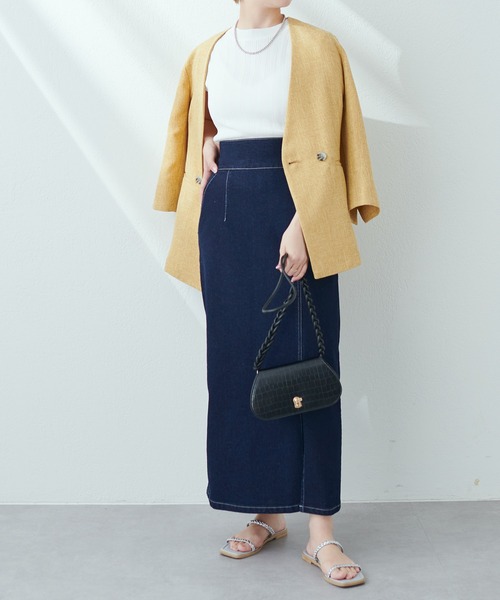 natural couture(ナチュラルクチュール)の「今季履きたい美シルエットアイテム タイトスリットハイウエストスカート(スカート・レディース・ブラック/ベージュ/オフホワイト/インディゴブルー/ブルー系・FREE)」の19枚目の写真