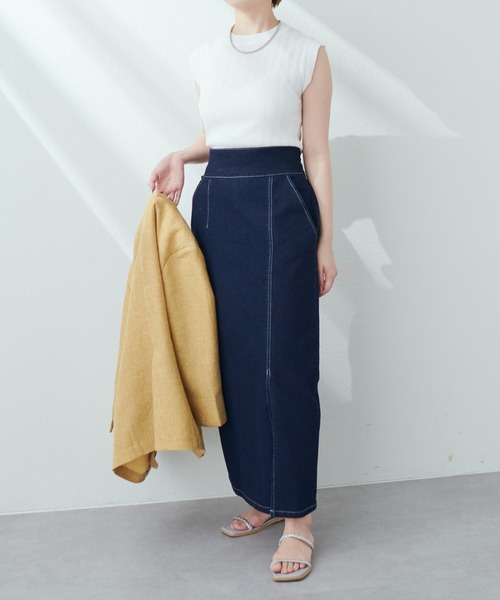 natural couture(ナチュラルクチュール)の「今季履きたい美シルエットアイテム タイトスリットハイウエストスカート(スカート・レディース・ブラック/ベージュ/オフホワイト/インディゴブルー/ブルー系・FREE)」の17枚目の写真
