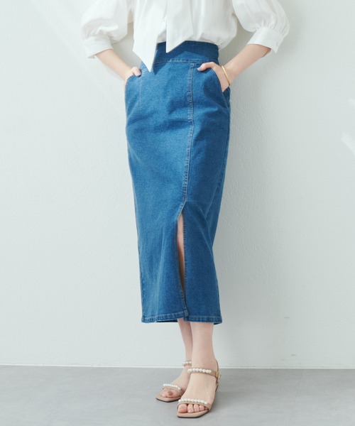 natural couture(ナチュラルクチュール)の「今季履きたい美シルエットアイテム タイトスリットハイウエストスカート(スカート・レディース・ブラック/ベージュ/オフホワイト/インディゴブルー/ブルー系・FREE)」の20枚目の写真