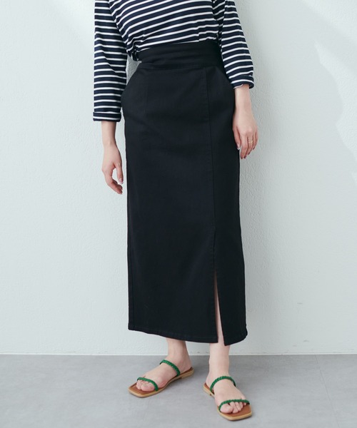 natural couture(ナチュラルクチュール)の「今季履きたい美シルエットアイテム タイトスリットハイウエストスカート(スカート・レディース・ブラック/ベージュ/オフホワイト/インディゴブルー/ブルー系・FREE)」の9枚目の写真