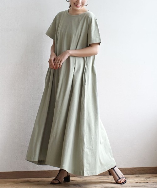 zootie（ズーティー）の「汗しみない マキシワンピース（ワンピース・レディース・杢グレー/グレイッシュブルー/オレンジ系その他2/ラベンダー/ブラック/ライトカーキ/モカ/ライトブルー/ネイビー/グレイッシュベージュ/ダークブラウン/ブルー系その他2/アイボリー/ダークグリーン/パープル系その他/レッド系その他/ミント/イエロー系その他/チャコール/ダークカーキ/ベージュ系・L-XL/M-L/S-M）」の11枚目の写真