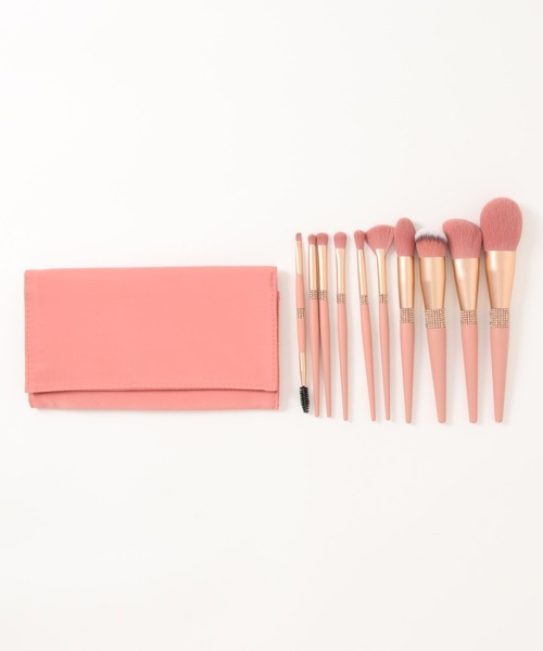 LAC-VERT（ラック・ヴェール）の「【プロ仕様】シルクビジューポーチ付きメイクブラシ（メイクブラシ・レディース・ピンク/シルバー・FREE）」の3枚目の写真