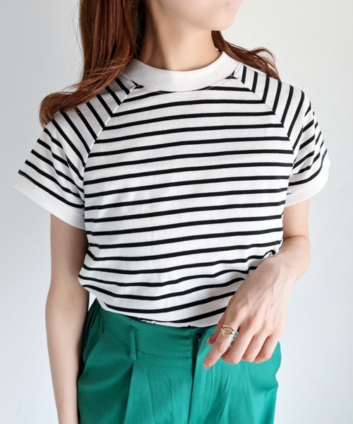 CLEA（クレア）の「モックネックフレンチTシャツ（Tシャツ/カットソー・レディース・ホワイト/ライトグレー/ブラック/ベージュ/その他1・FREE）」の5枚目の写真