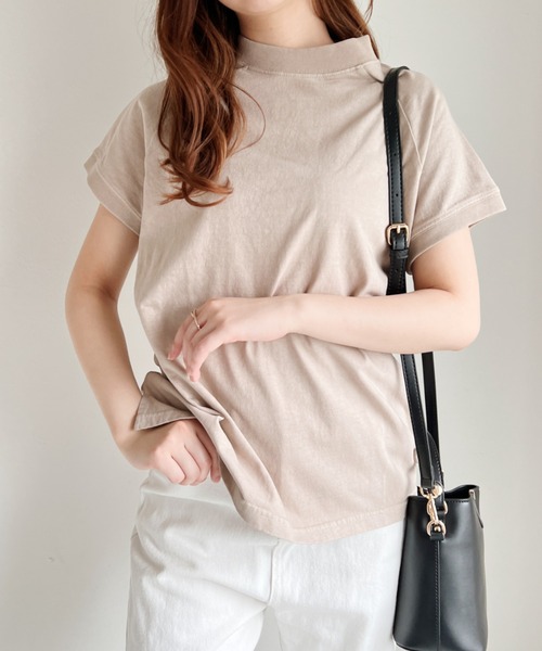 CLEA（クレア）の「モックネックフレンチTシャツ（Tシャツ/カットソー・レディース・ホワイト/ライトグレー/ブラック/ベージュ/その他1・FREE）」の4枚目の写真