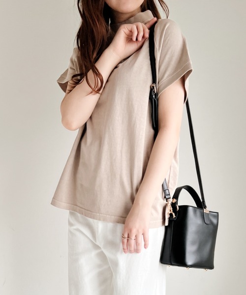 CLEA（クレア）の「モックネックフレンチTシャツ（Tシャツ/カットソー・レディース・ホワイト/ライトグレー/ブラック/ベージュ/その他1・FREE）」の21枚目の写真