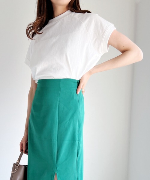 CLEA（クレア）の「モックネックフレンチTシャツ（Tシャツ/カットソー・レディース・ホワイト/ライトグレー/ブラック/ベージュ/その他1・FREE）」の6枚目の写真