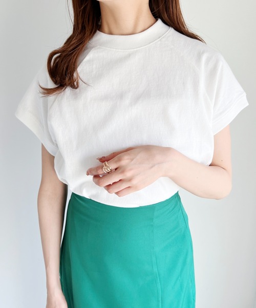 CLEA（クレア）の「モックネックフレンチTシャツ（Tシャツ/カットソー・レディース・ホワイト/ライトグレー/ブラック/ベージュ/その他1・FREE）」の7枚目の写真