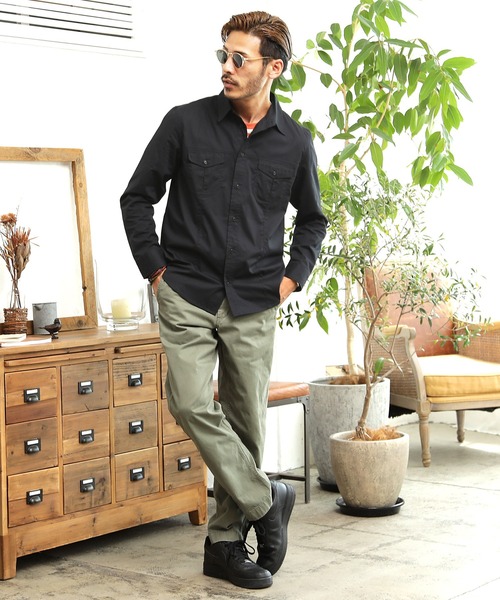 roshell（ロシェル）の「ストレッチブロードミリタリーシャツ（シャツ/ブラウス・メンズ・ホワイト/ブラック/ベージュ/ネイビー/カーキ・SMALL/MEDIUM/LARGE/X-LARGE）」の12枚目の写真