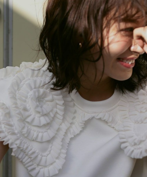 DONOBAN(ドノバン)の「フリルカラーノースリーブ(Tシャツ/カットソー・レディース・ホワイト/ブラック/ネイビー/グレー・FREE)」の16枚目の写真