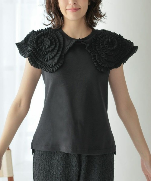 DONOBAN(ドノバン)の「フリルカラーノースリーブ(Tシャツ/カットソー・レディース・ホワイト/ブラック/ネイビー/グレー・FREE)」の15枚目の写真