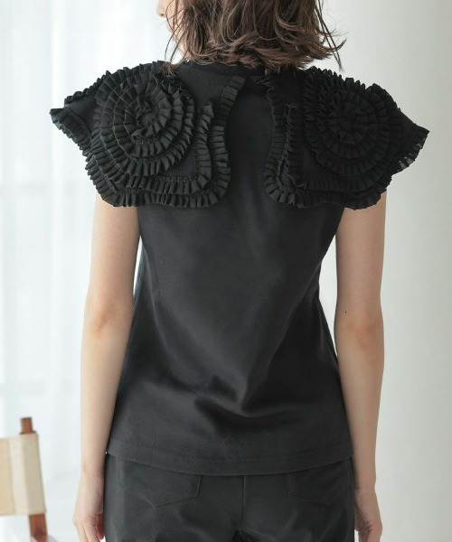 DONOBAN(ドノバン)の「フリルカラーノースリーブ(Tシャツ/カットソー・レディース・ホワイト/ブラック/ネイビー/グレー・FREE)」の10枚目の写真