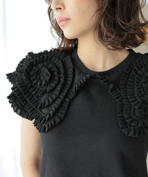 DONOBAN(ドノバン)の「フリルカラーノースリーブ(Tシャツ/カットソー・レディース・ホワイト/ブラック/ネイビー/グレー・FREE)」の17枚目の写真