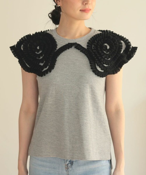 DONOBAN(ドノバン)の「フリルカラーノースリーブ(Tシャツ/カットソー・レディース・ホワイト/ブラック/ネイビー/グレー・FREE)」の20枚目の写真