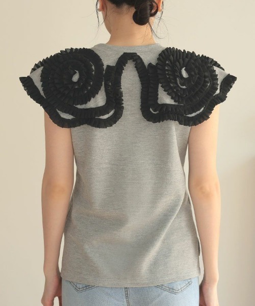 DONOBAN(ドノバン)の「フリルカラーノースリーブ(Tシャツ/カットソー・レディース・ホワイト/ブラック/ネイビー/グレー・FREE)」の22枚目の写真
