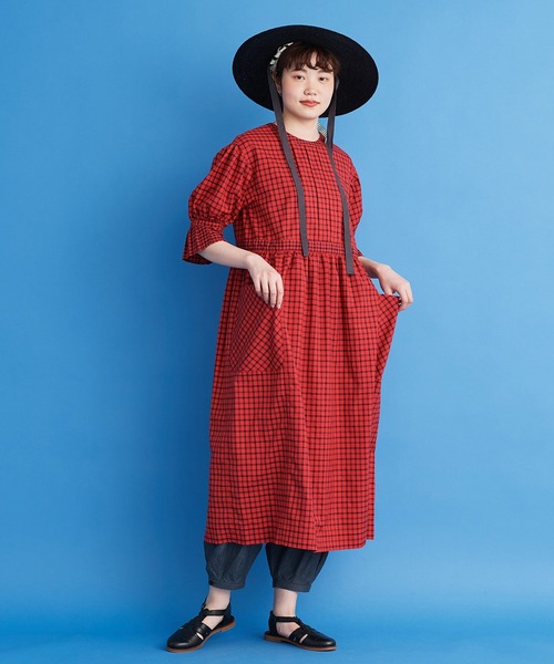 Malle（マル）の「malle コットン/サマーワークドレス（ワンピース・レディース・インディゴブルー/レッド/マスタード・FREE）」の8枚目の写真